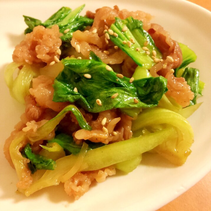 ごま油香る♪チンゲン菜と豚肉の炒めもの